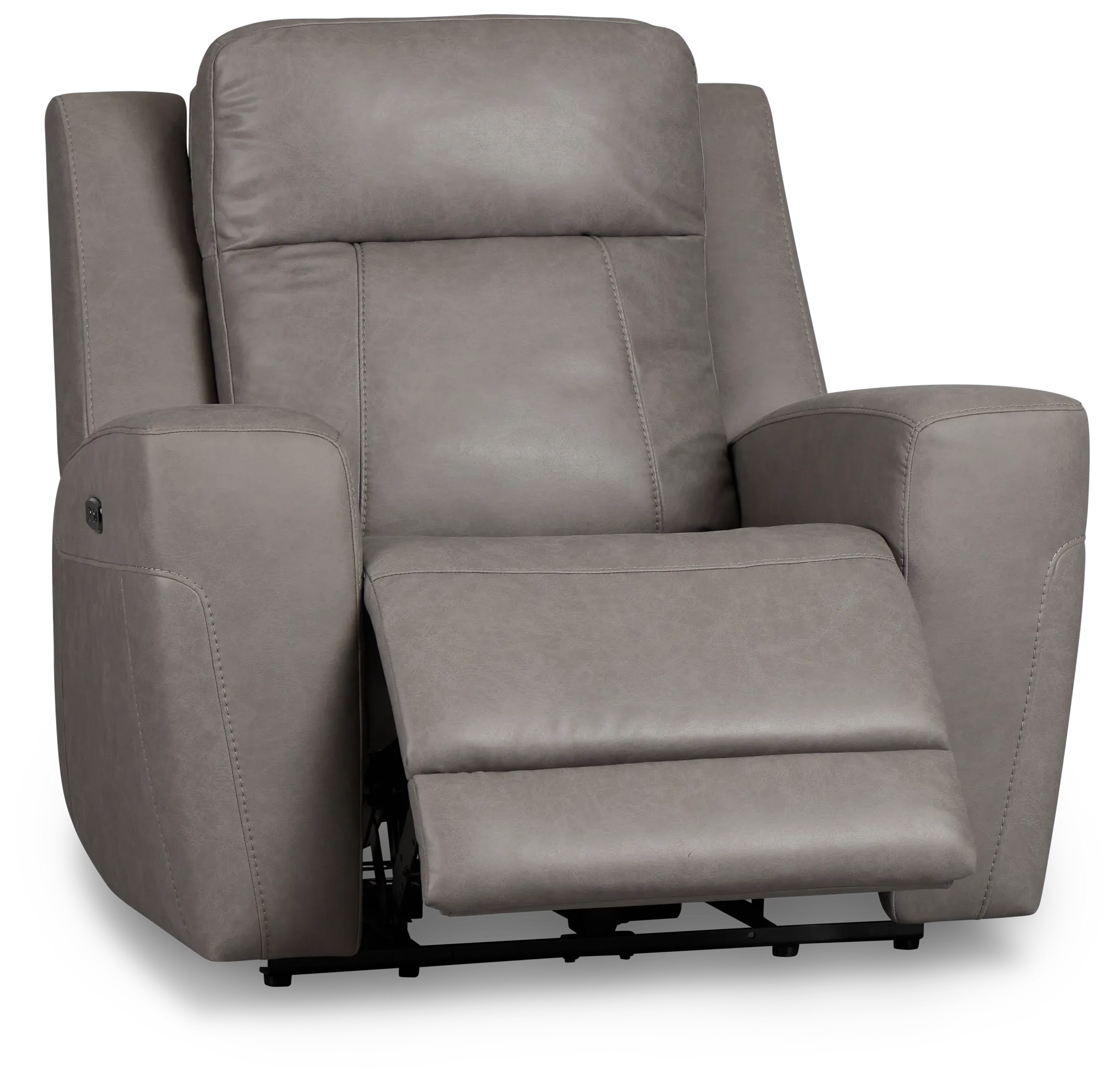 Colton Light Gray Micro Power Recliner With Power Headrest