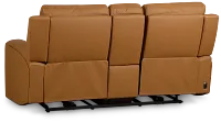 Summit Light Brown Lthr/vinyl Power Reclining Console Loveseat W/ Power Headrest