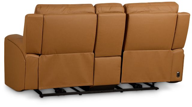 Summit Light Brown Lthr/vinyl Power Reclining Console Loveseat W/ Power Headrest