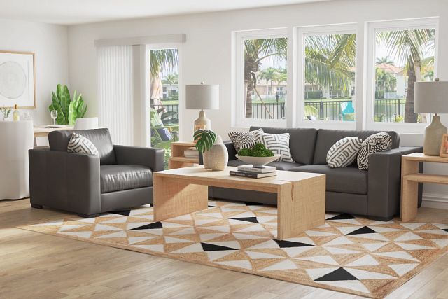 Bohan 89" Black Leather Sofa