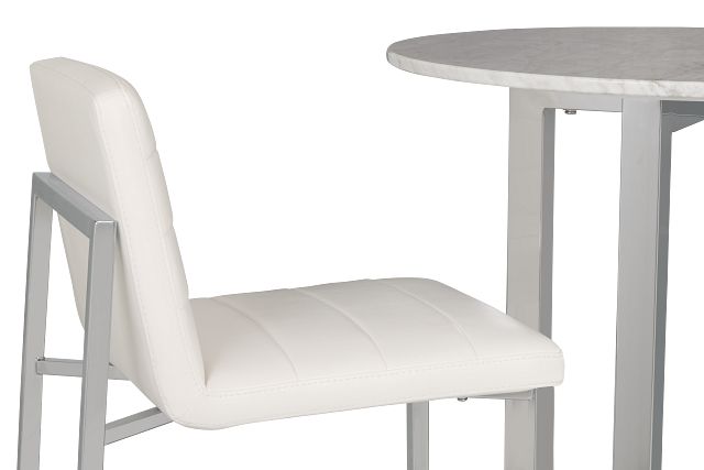Amalfi White Marble Pub Table & 2 Upholstered Barstools
