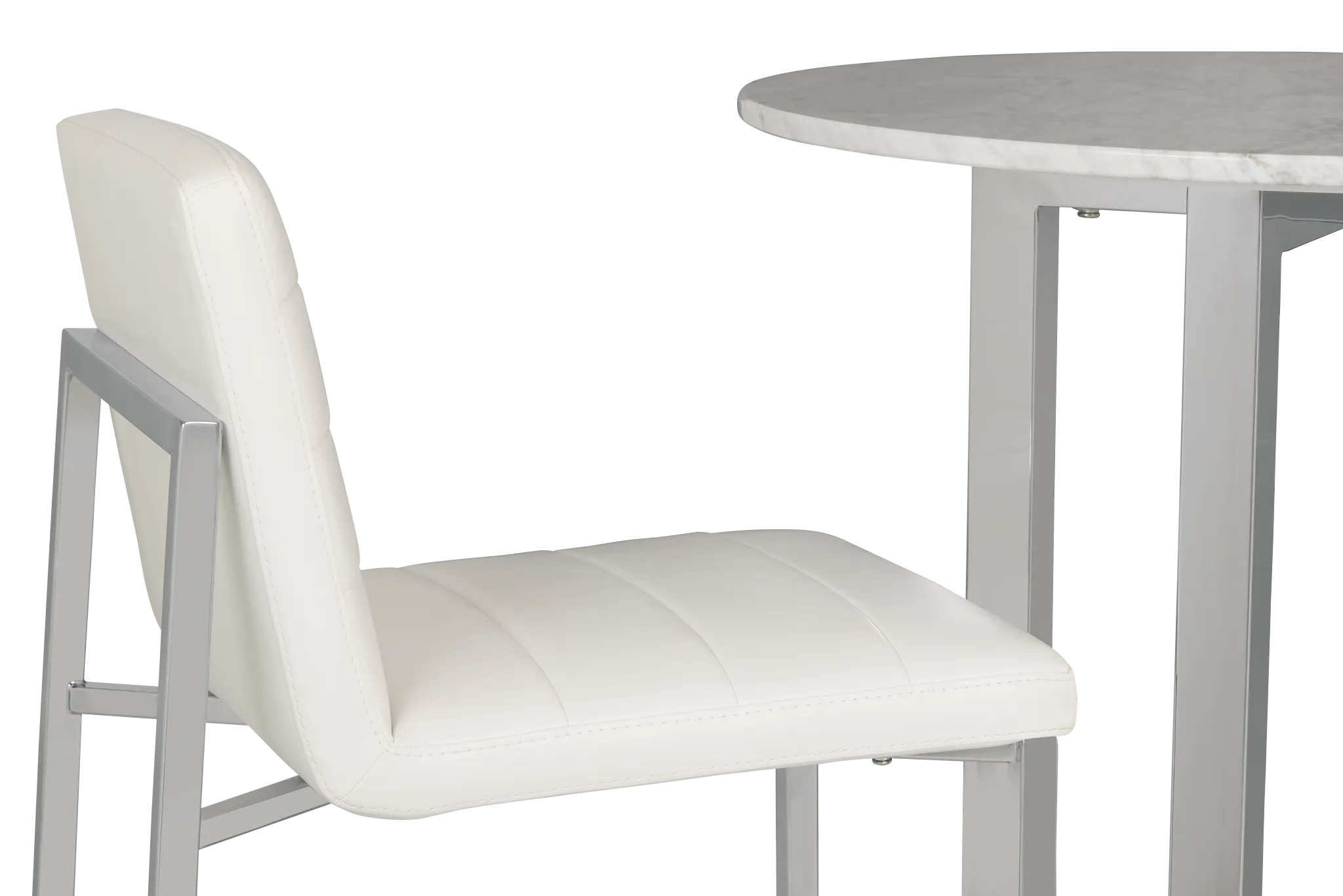 Amalfi White Marble Pub Table & 2 Upholstered Barstools