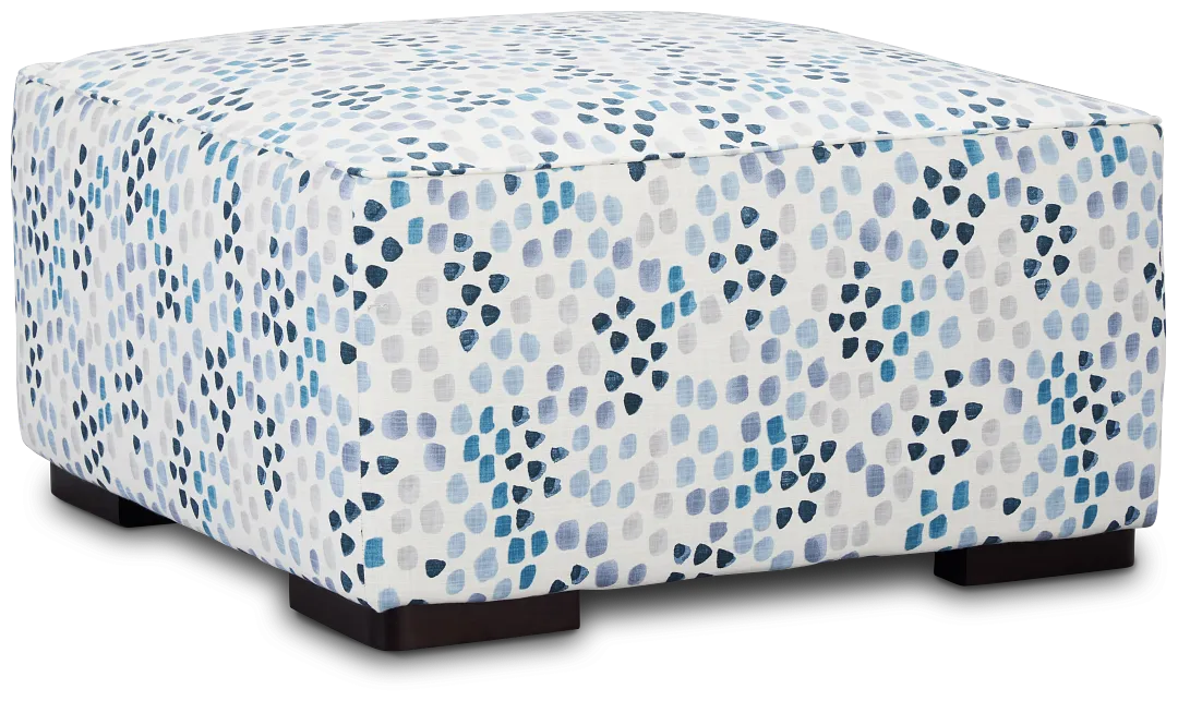 Pfeifer Blue Fabric Cocktail Ottoman
