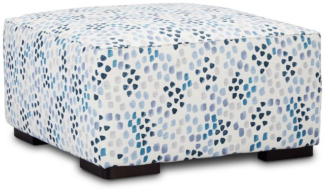 Pfeifer Blue Fabric Cocktail Ottoman