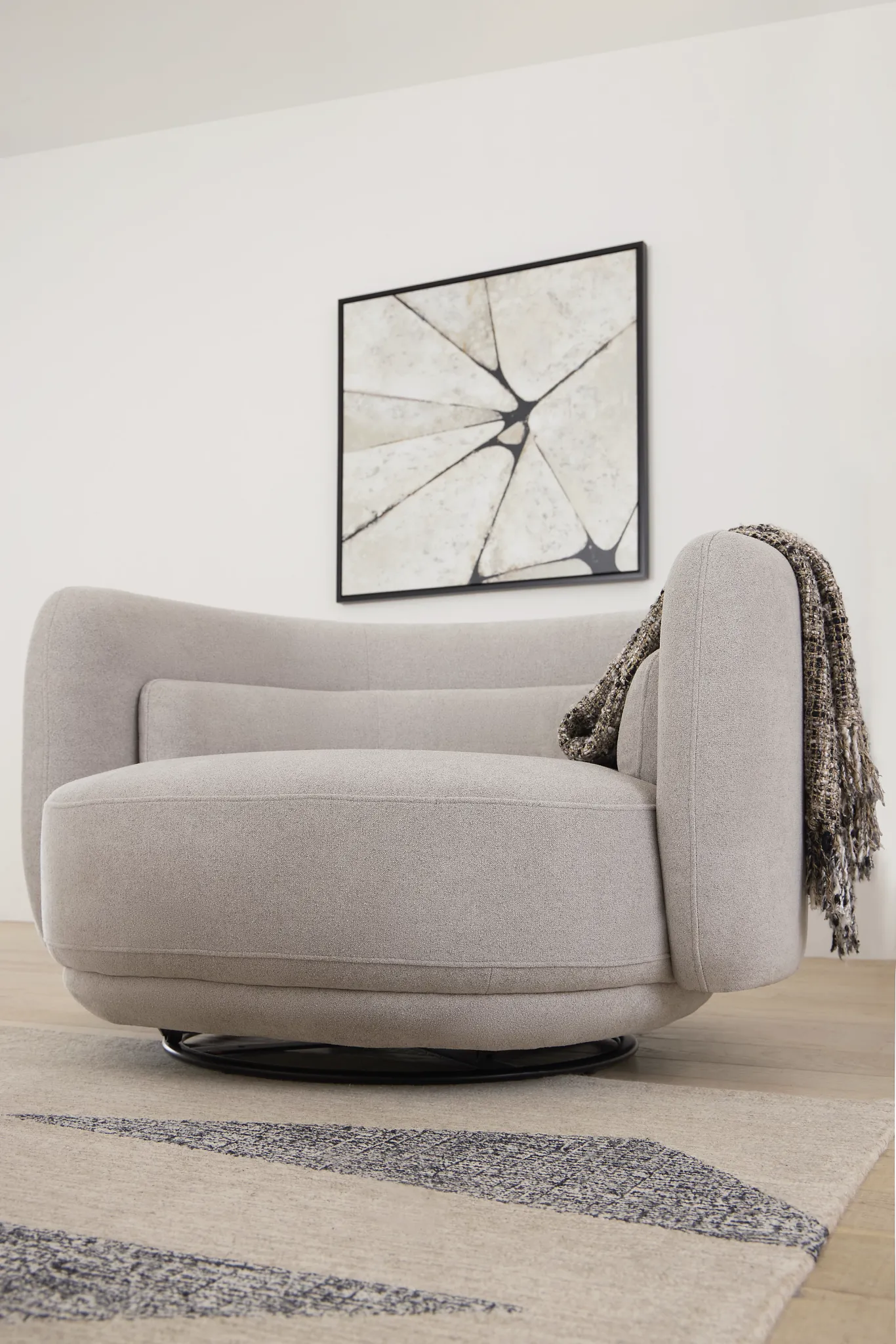 Presley Light Gray Fabric Swivel Chair