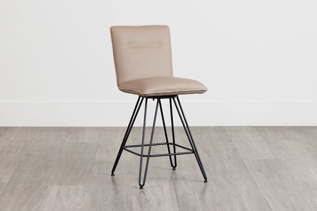 Demi Taupeswivel 24" Upholstered Barstool