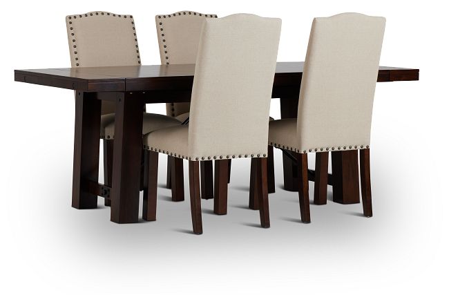 Napa Dark Tone Table & 4 Upholstered Chairs