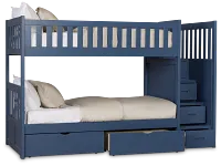 Charleston Dark Blue Step Storage Bunk Bed