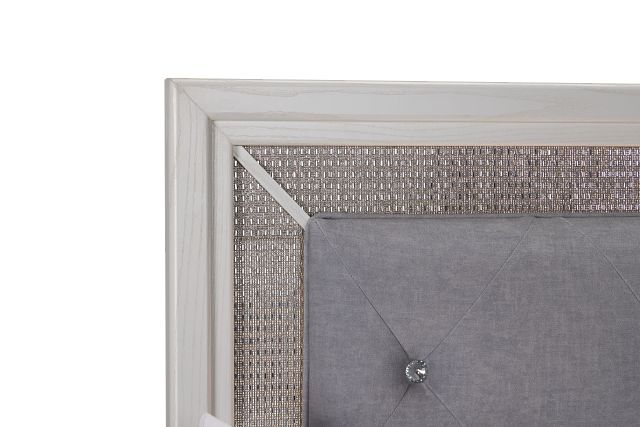 Alessandria White Uph Panel Bed With Lights