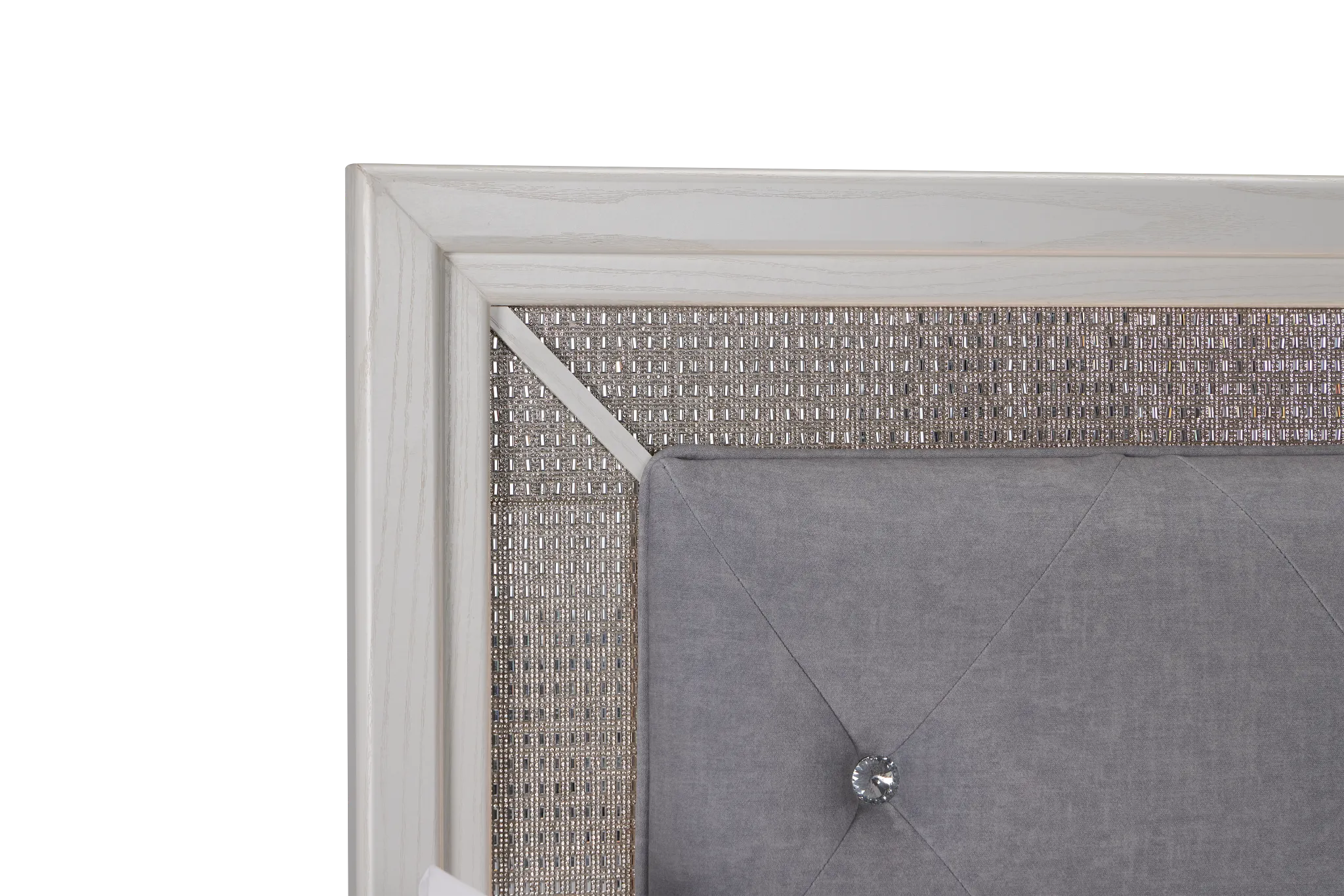 Alessandria White Uph Panel Bed With Lights