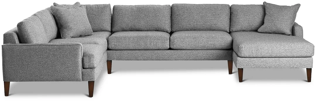 Morgan Dark Gray Fabric Medium Right Chaise Sectional W/ Wood Legs