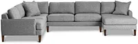 Morgan Dark Gray Fabric Medium Right Chaise Sectional W/ Wood Legs