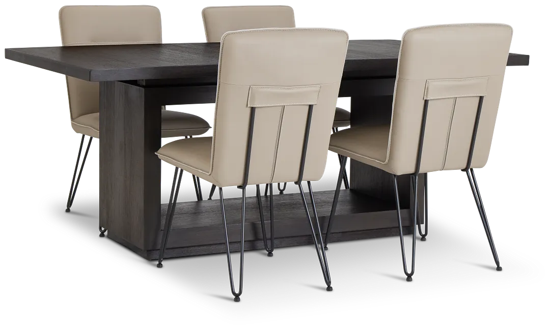 Madden Taupe Table & 4 Upholstered Chairs