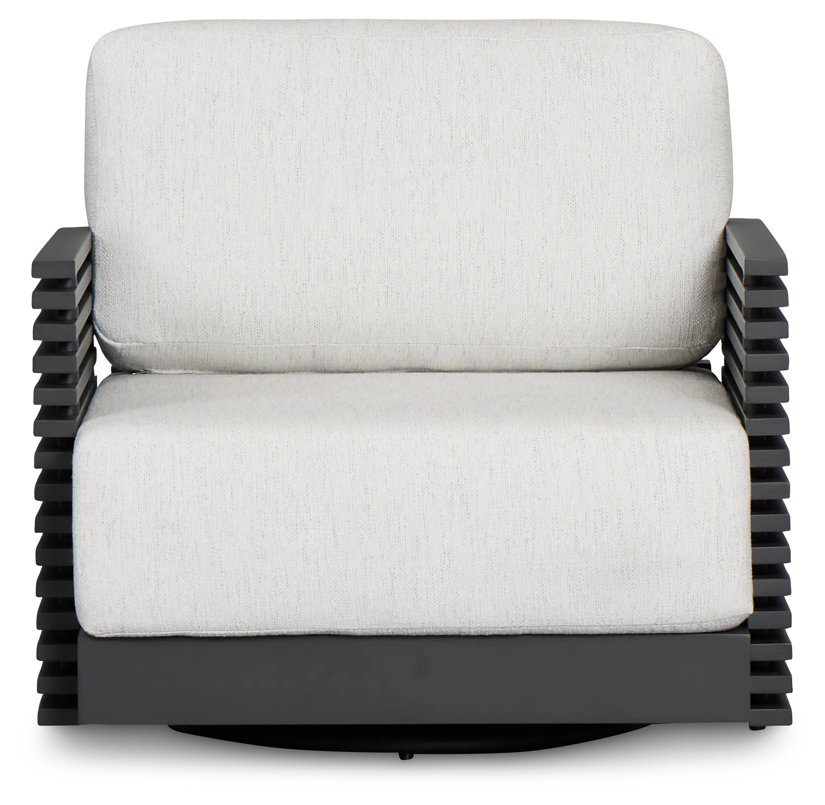 Monterey Black Aluminum Swivel Chair With Light Gray Cushions