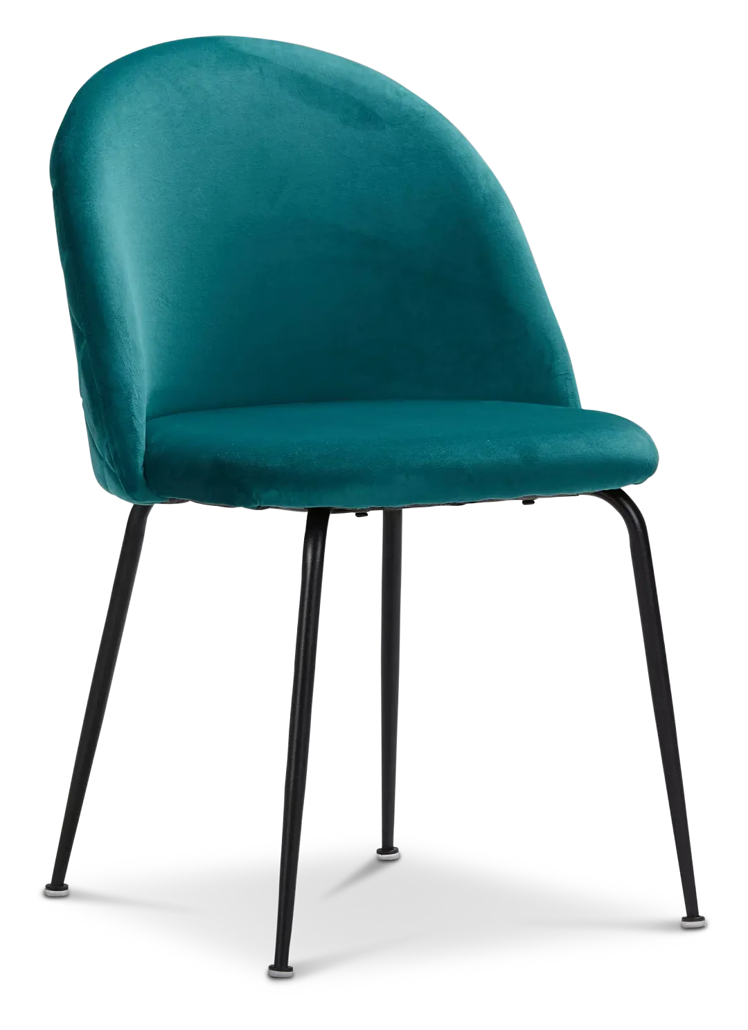 Capri Dark Teal Velvet Upholstered Side Chair W/ Black Legs