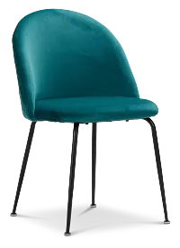 Capri Dark Teal Velvet Upholstered Side Chair W/ Black Legs