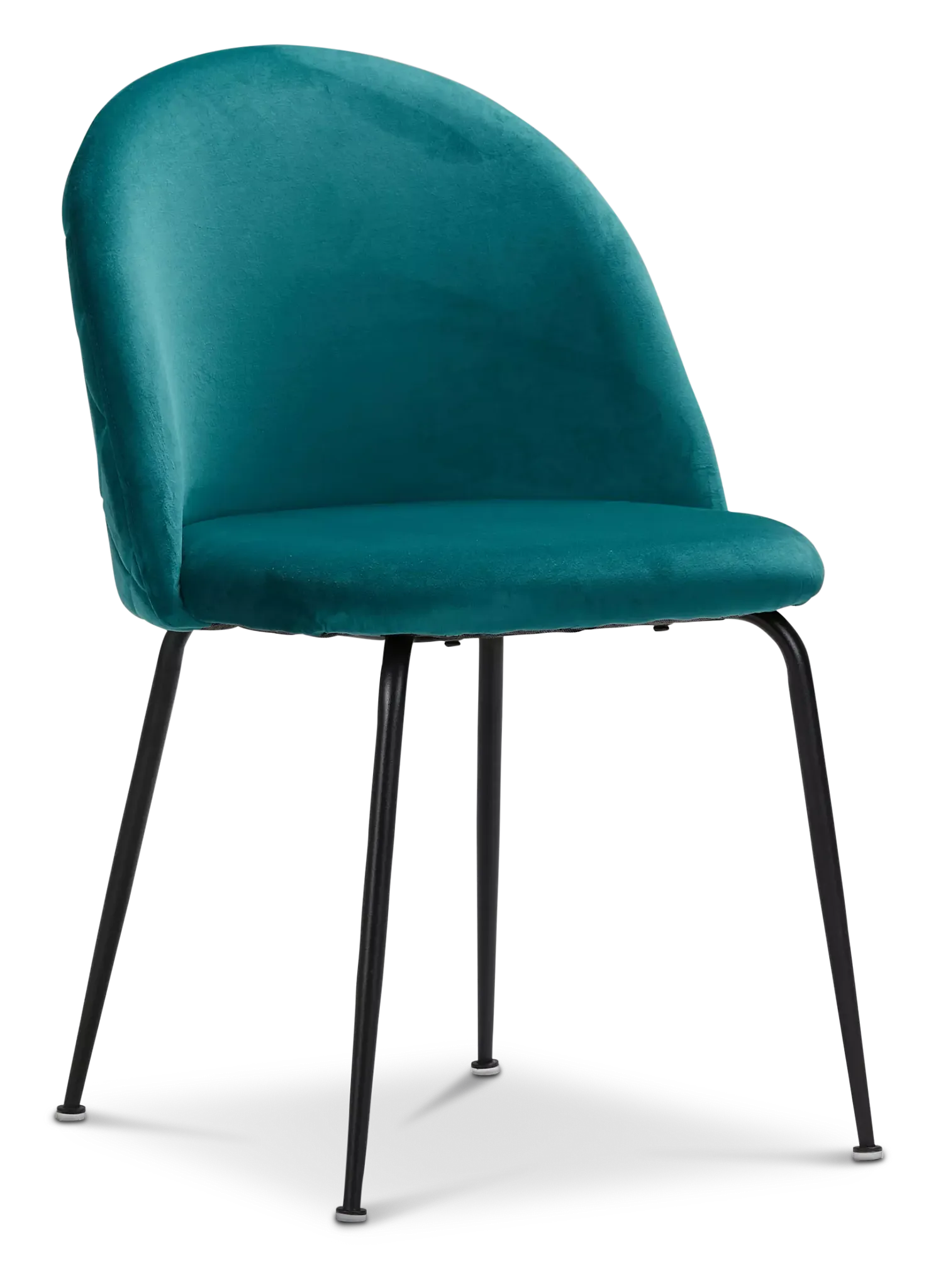 Capri Dark Teal Velvet Upholstered Side Chair W/ Black Legs