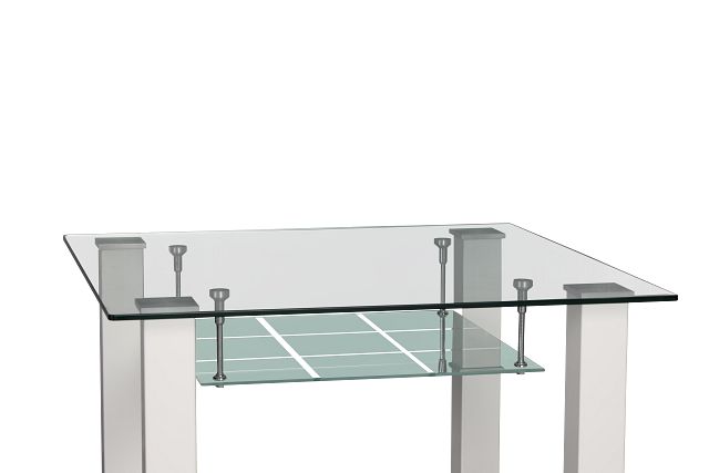 Vienna White Glass Square High Dining Table