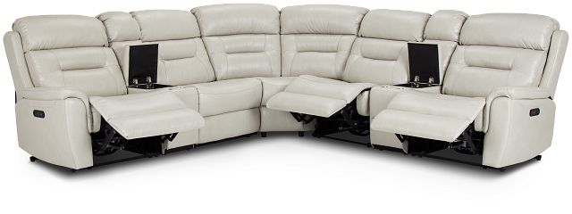 Toby Light Gray Micro Large Triple Power Reclining Two-arm Sectional