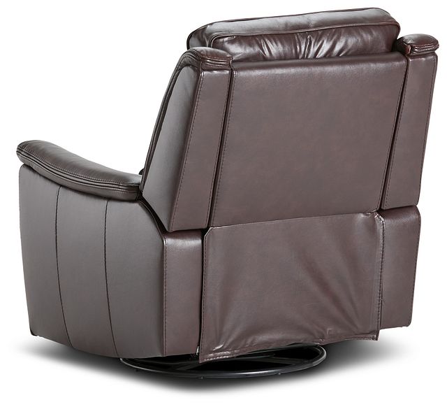 Aiden Brown Leather Power Swivel Glider Recliner