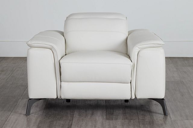 Pearson White Leather Power Recliner With Power Headrest