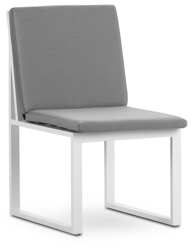 Linear White Dark Gray Aluminum Cushioned Chair (1)