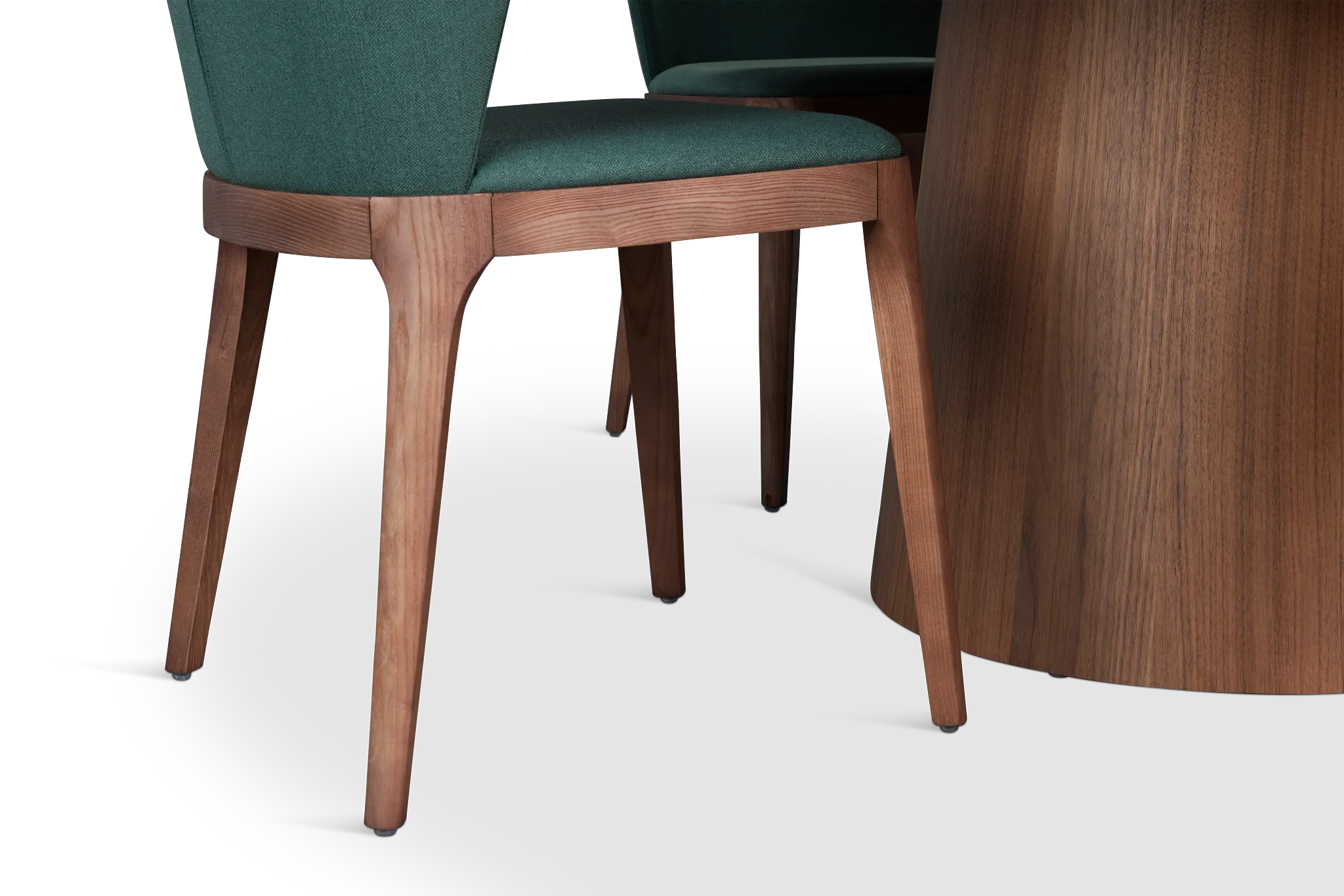 Nomad Mid Tone 59" Round Table & 4 Dark Green Chairs W/ Mid-tone Legs