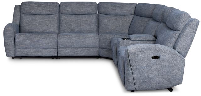 Walker Blue Fabric Medium Triple Power 2-arm Sectional