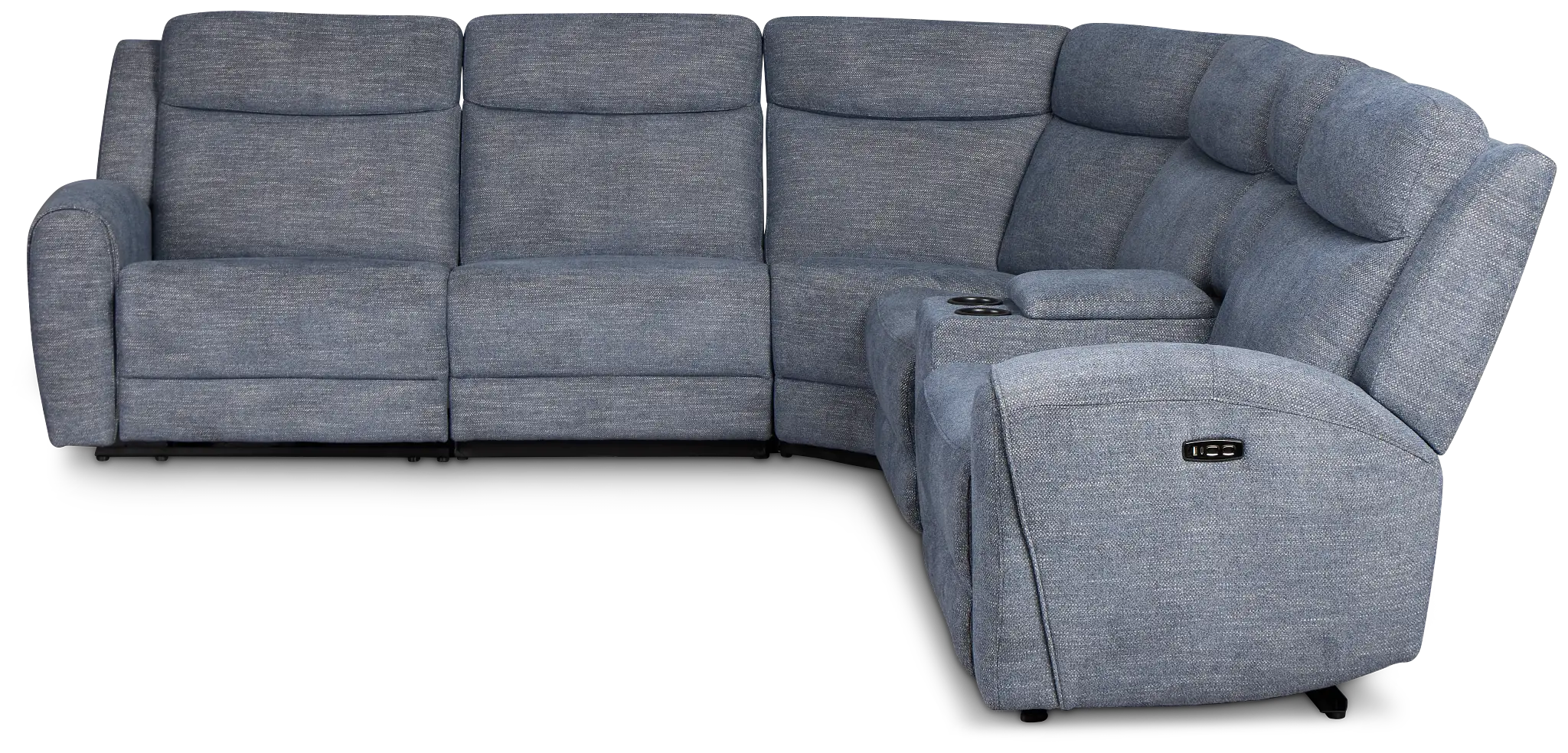 Walker Blue Fabric Medium Triple Power 2-arm Sectional Walker Blue Fabric Medium Triple Power 2-arm Sectional