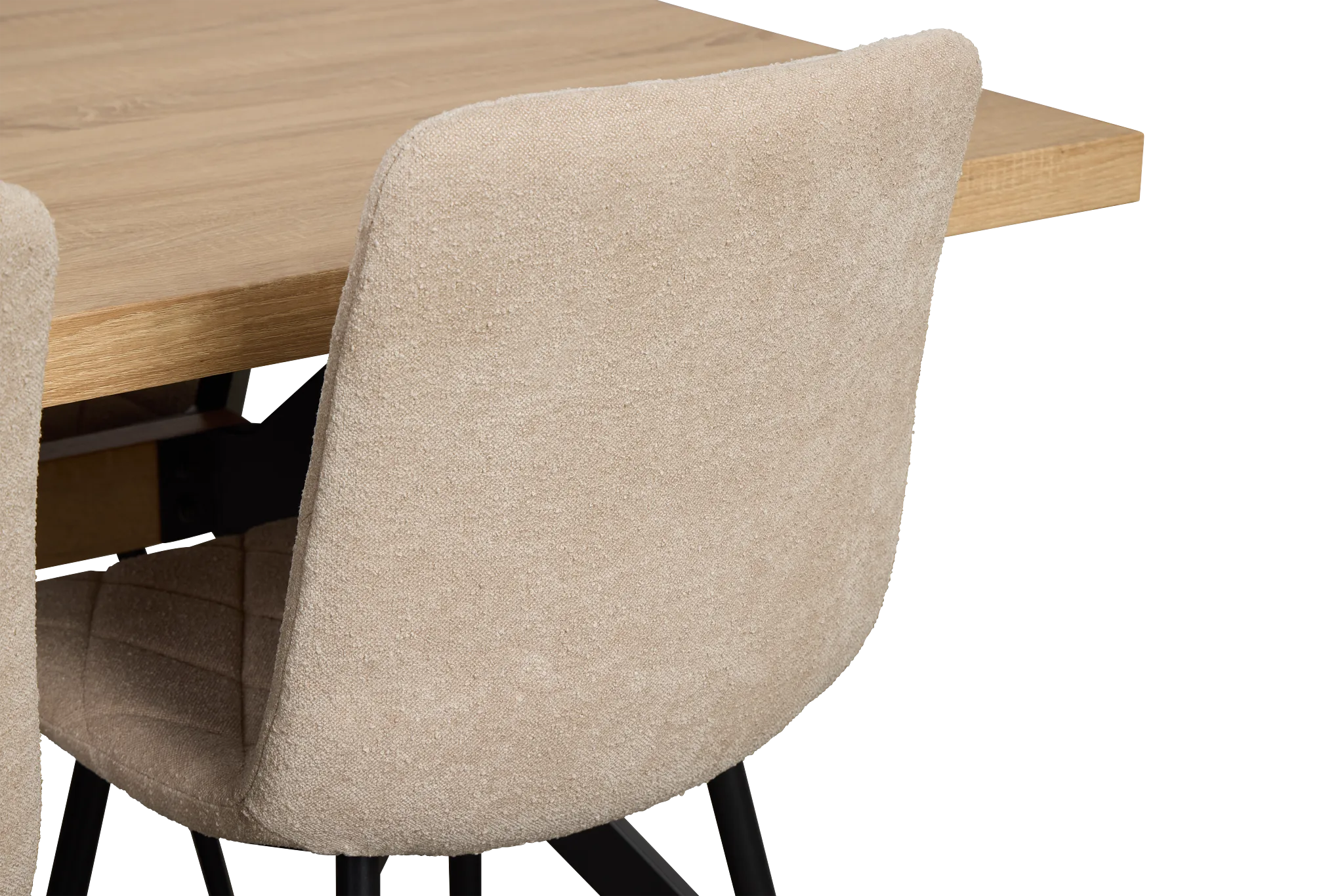 Lynden Light Tone Rect Table With 4 Beige Upholstered Side Chairs