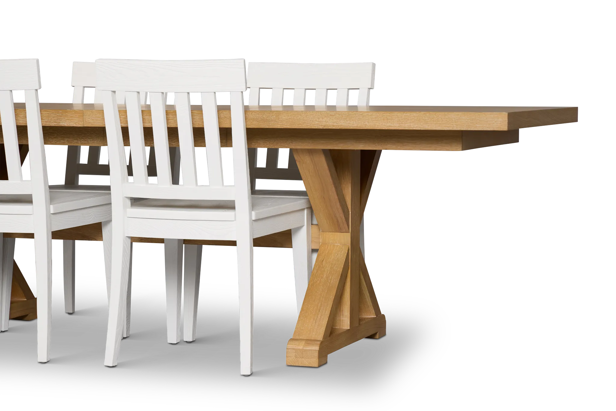 Nantucket Light Tone Rect Table & 4 White Wood Chairs