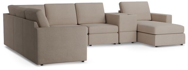 Citymod Beige Fabric Large Right Chaise Sectional With Storage Console