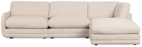 Jules Ivory Velvet 4-piece Right Facing Bumper Sectional