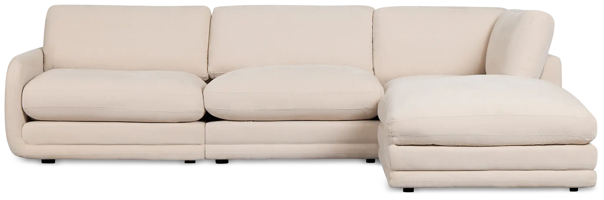 Jules Ivory Velvet 4-piece Right Facing Bumper Sectional Jules Ivory Velvet 4-piece Right Facing Bumper Sectional