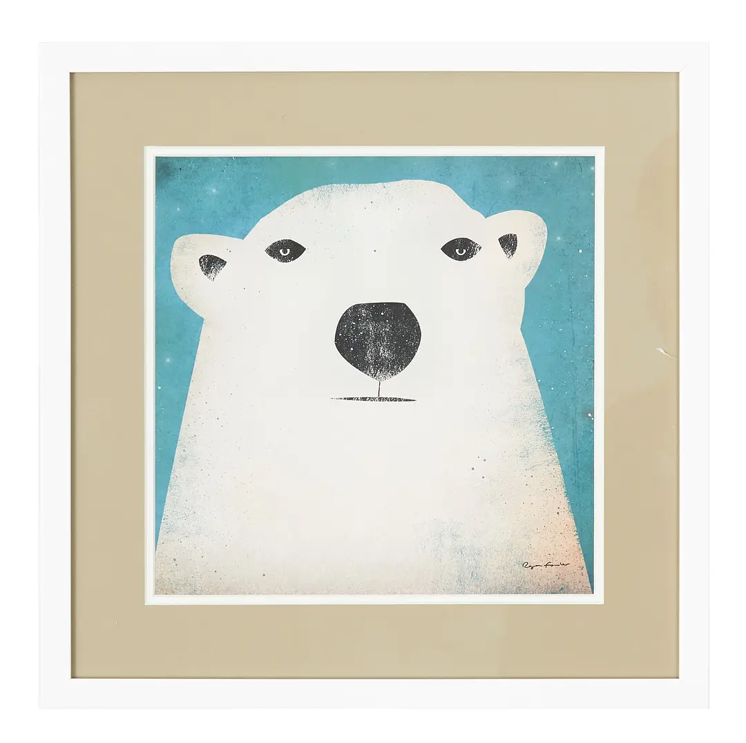 Polar Bear White Framed Wall Art Polar Bear White Framed Wall Art