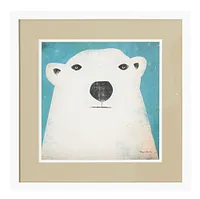 Polar Bear White Framed Wall Art