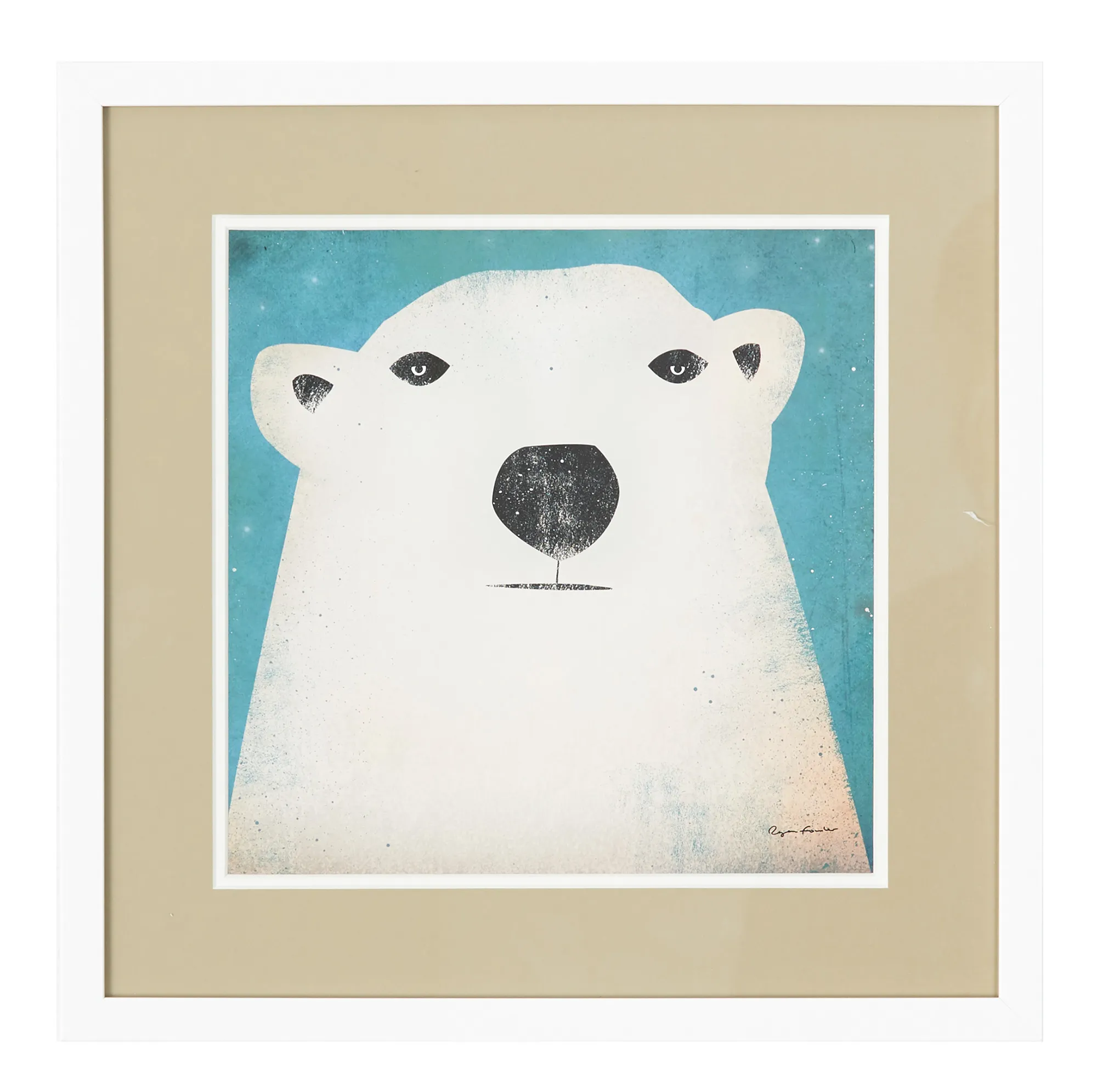 Polar Bear White Framed Wall Art