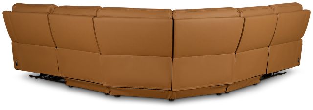Summit Light Brown Lthr/vinyl Small Two-arm Power Reclining Sectional