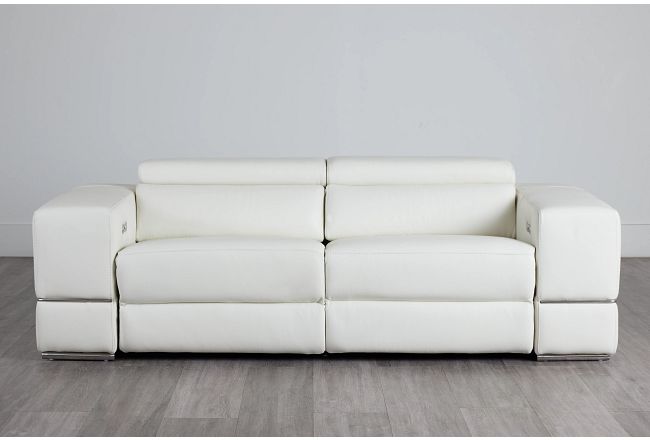 Dante White Leather Power Reclining Sofa