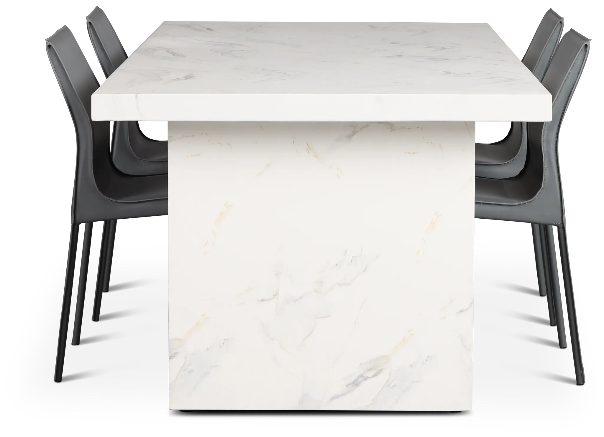 Viscaya White Rect Table & 4 Gray Upholstered Chairs Viscaya White Rect Table & 4 Gray Upholstered Chairs