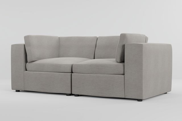 Destin Maguire Pewter Fabric 2 Piece Modular Sofa