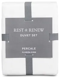 Rest & Renew Percale Cotton White 200 Thread Duvet Set