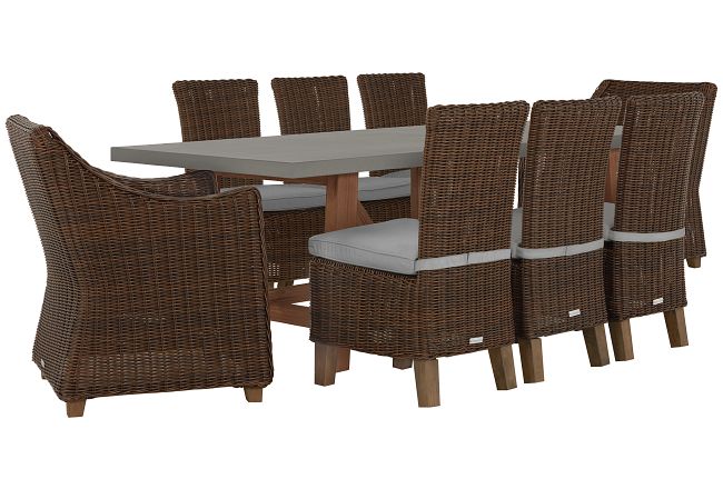 Canyon Dark Brown Gray Concrete Rectangular Table & 4 Chairs