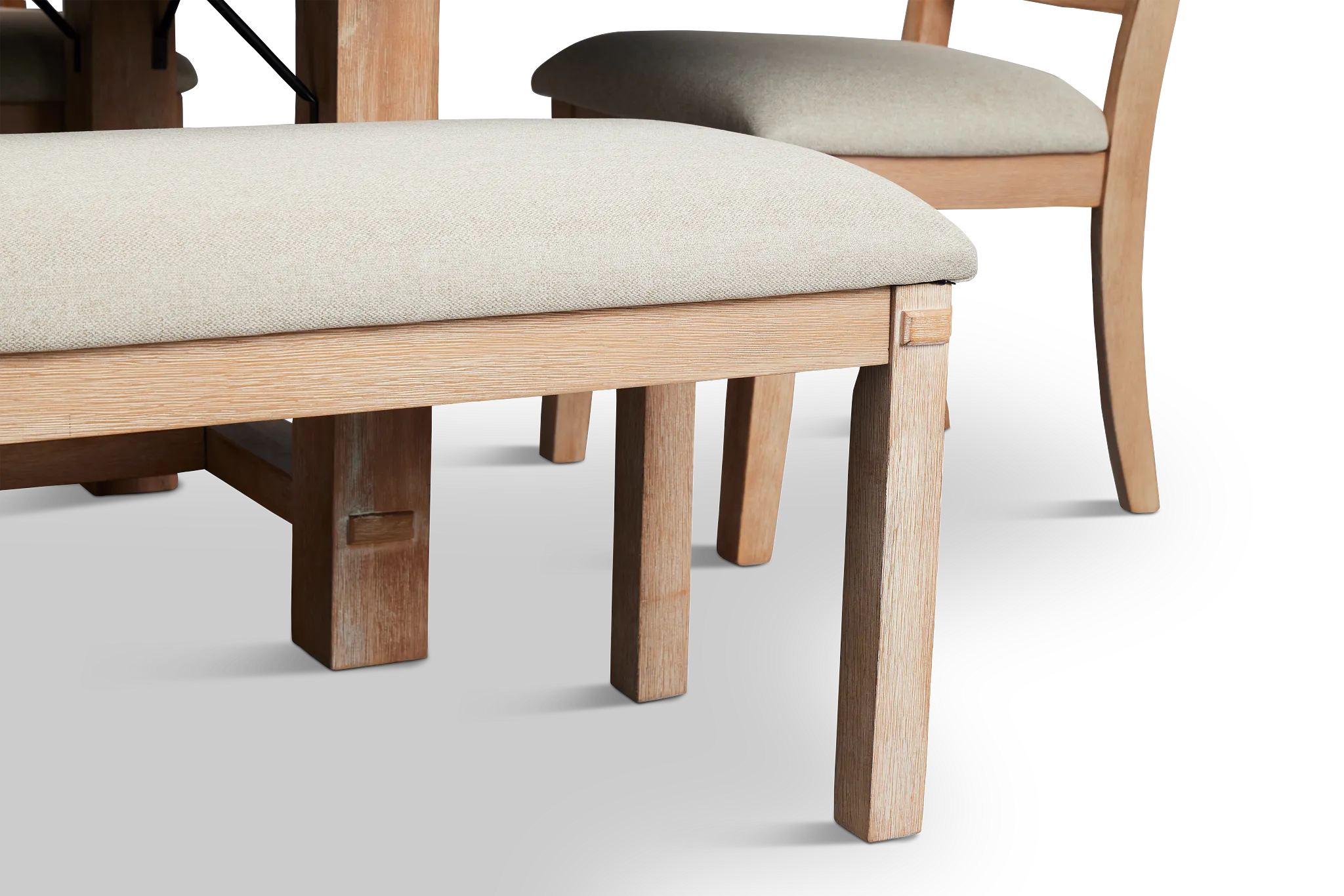 Park City Light Tone Rect Table With 4 Wood Side Chairs & Bench