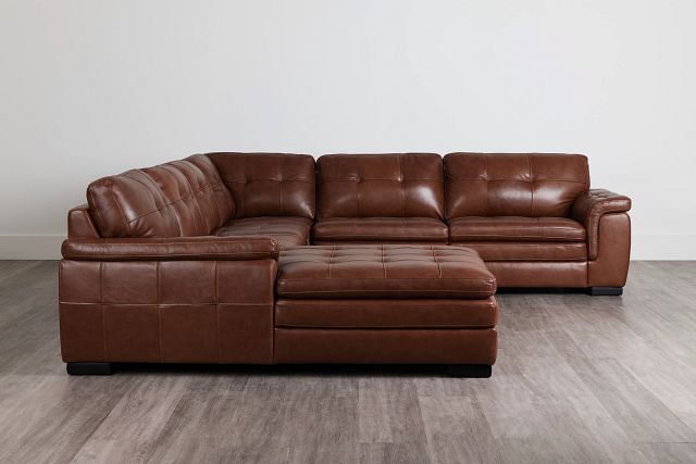 Braden Medium Brown Leather Medium Left Chaise Sectional