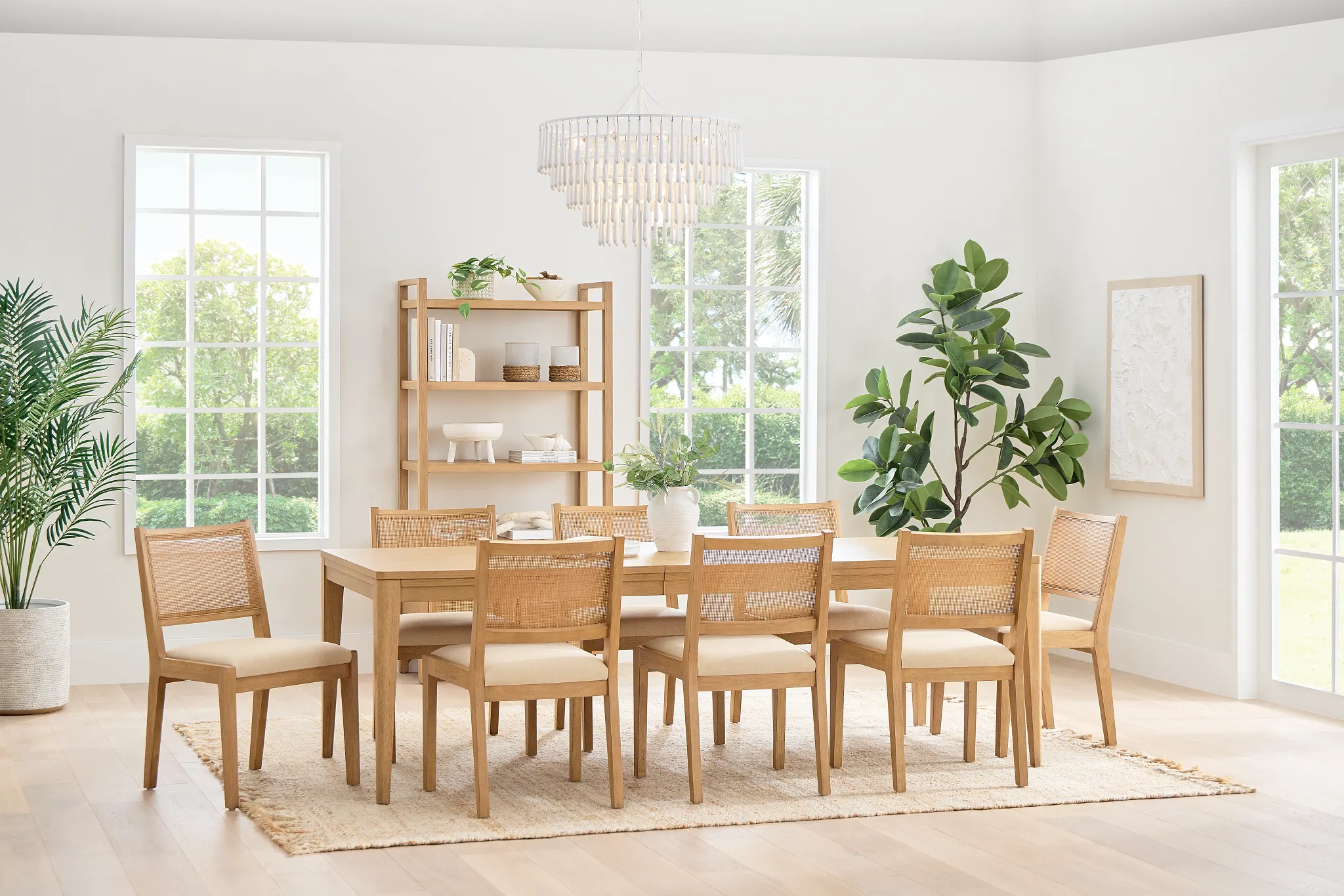 Pacific Light Tone Rectangular Table & 4 Upholstered Chairs