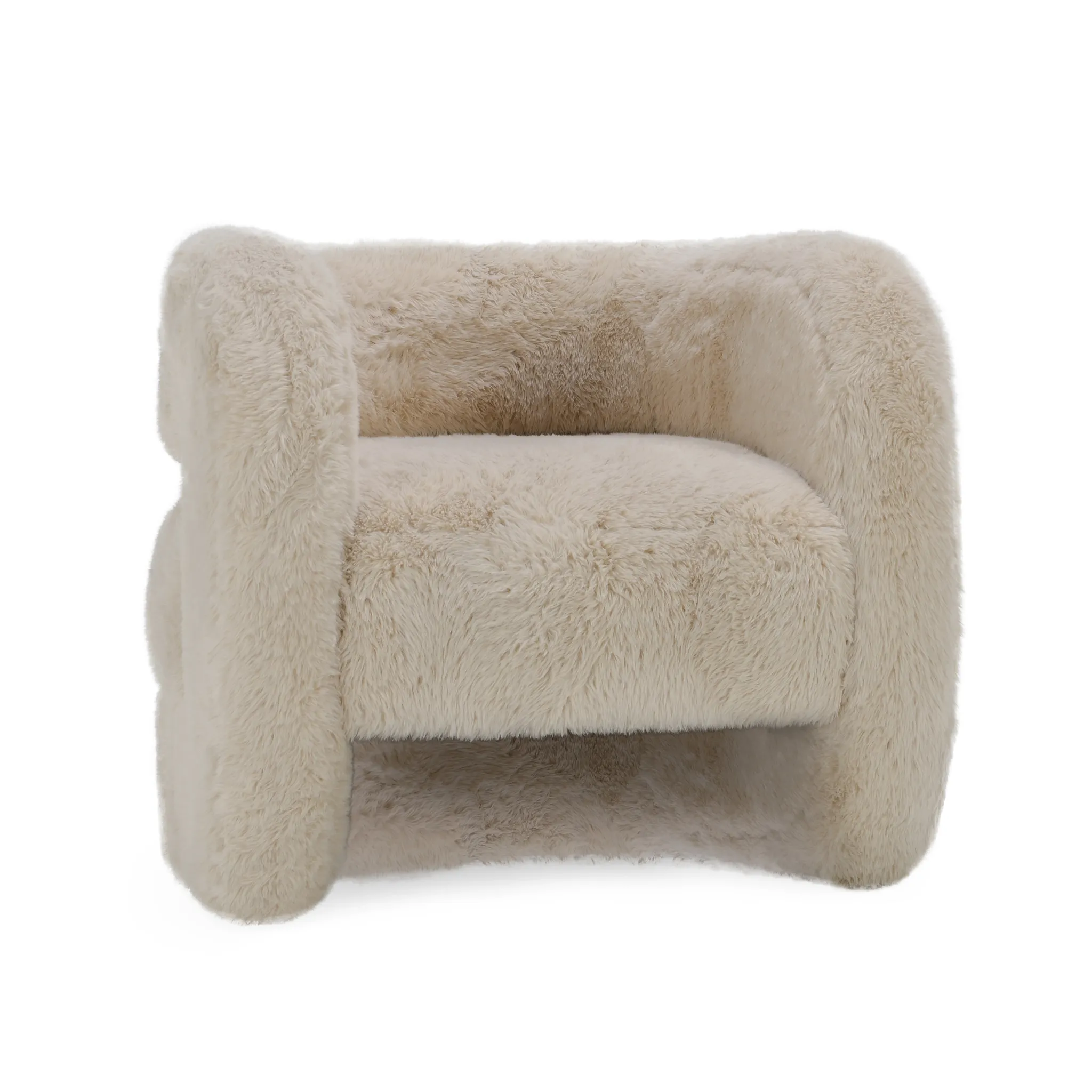 Calm Beige Fabric Accent Chair
