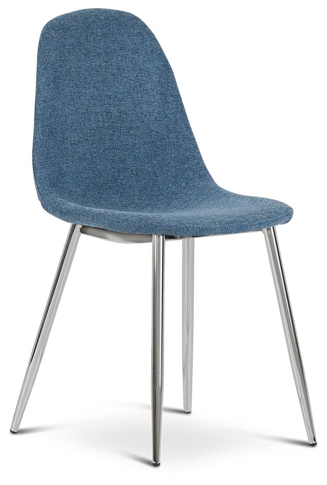 Havana Blue Upholstered Side Chair W/ Chrome Legs (2)