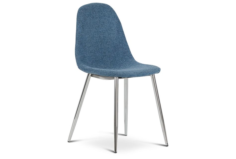 Havana BLUE Upholstered Side Chair w/Chrome Legs, (1)
