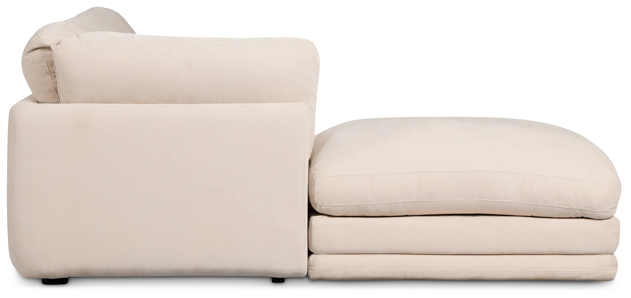 Jules Ivory Velvet 4-piece Left Facing Bumper Sectional